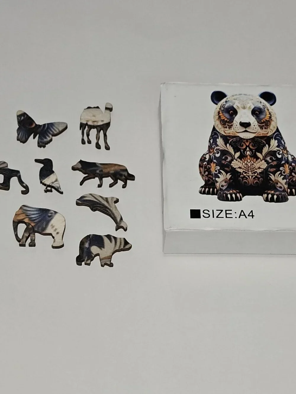 Panda Bear Wooden Jigsaw Puzzle 150+ Unique Pieces Animal Shapes READ